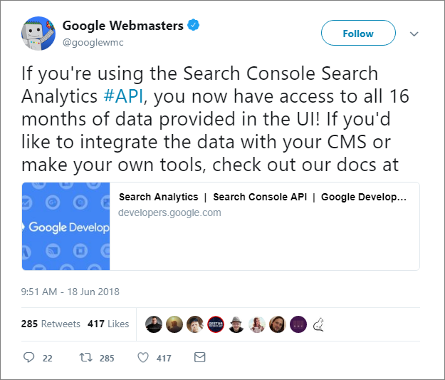 Google Search Console Data Update