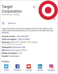 Google My Business Listing for Target