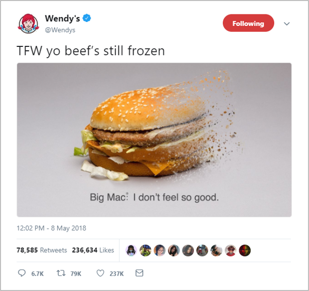 Wendy's Custom Image Example on Twitter