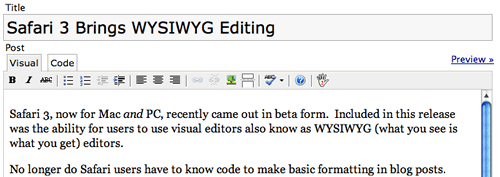Safari WYSIWYG Editor