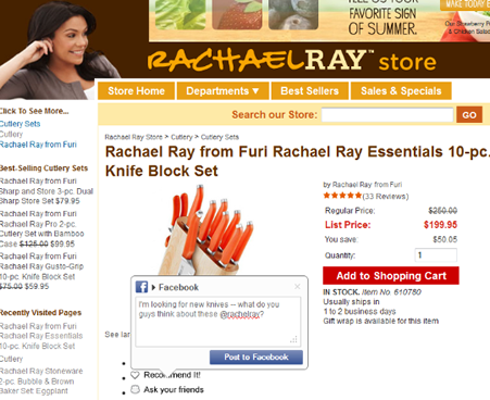 Rachel Ray Facebook Integration
