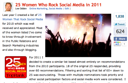 Women Who Rock Social Media List