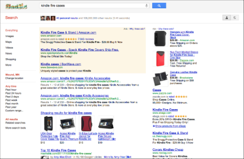 Google SERPs Kindle Fire Cases