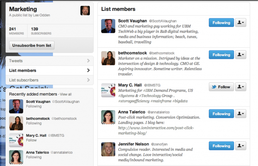 Create a list of influencers on Twitter