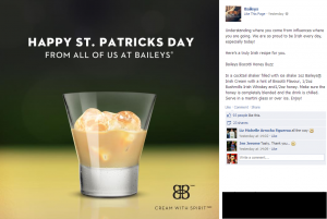 Bailey's shares recipes to inspire fans to use their product.