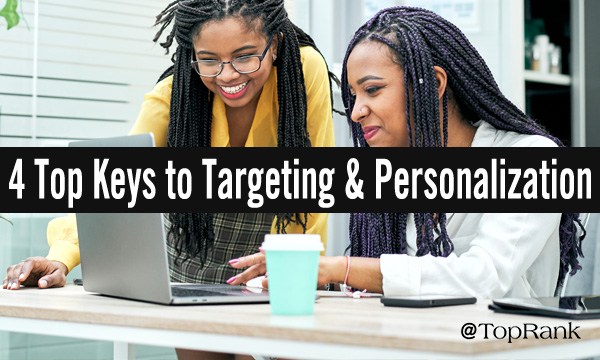 4 top keys to targeting and personalization as data privacy evolves two women marketers at laptop image.