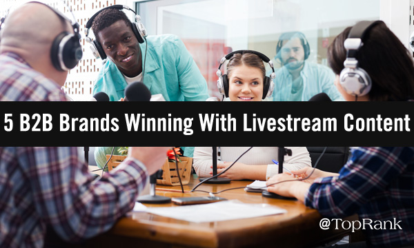 Four marketers wearing headphones live-streaming group image