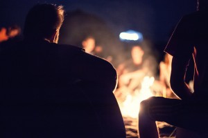 Storytelling around a campfire