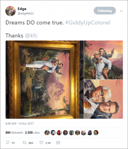 Colonel Sanders & Mike Edgette Painting Tweet