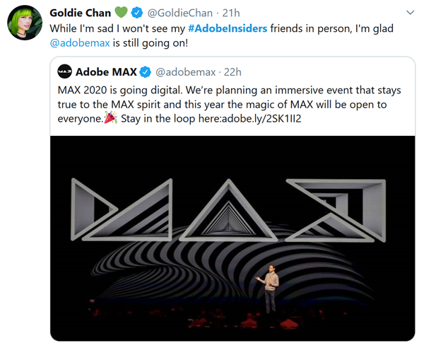 Goldie Chan Twitter Adobe MAX Screenshot