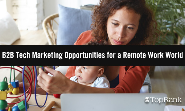 Woman remote B2B marketer with baby and laptop image.