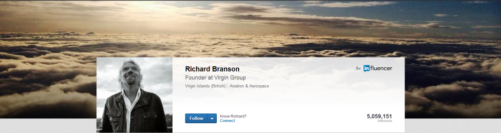 Richard Branson Optimized LinkedIn Profile
