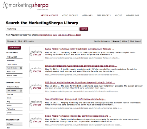 MarketingSherpa Case Studies