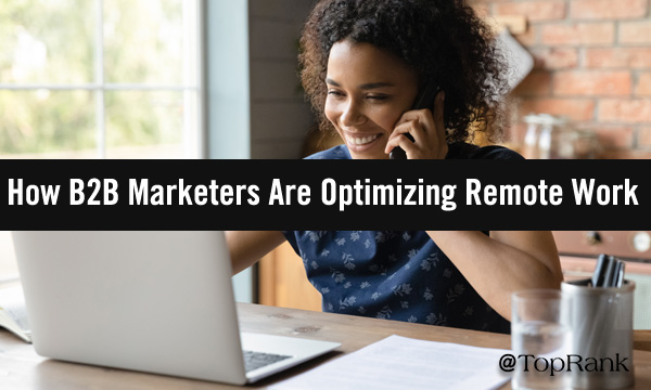 How B2B marketers are optimzing remote work woman at laptop image