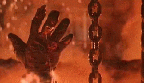 Terminator Gives Thumbs Up While Sinking in Molten Metal