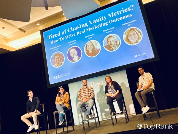 Tired of chasing vanity metrics panel of speakers at the B2BMX marketing conference image